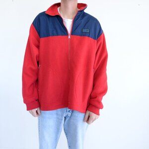 Vintage Misty Mountain Red Navy Feece Outdoor Gorpcore Zip Up Jacket XL